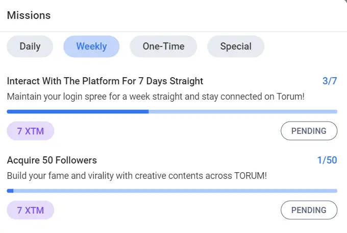 Torum missions rewards