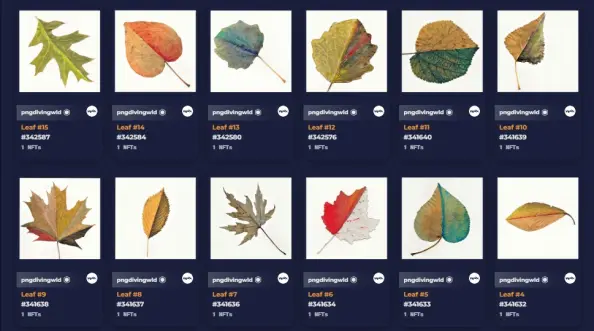 Wax Blockchain NFT leaves artwork