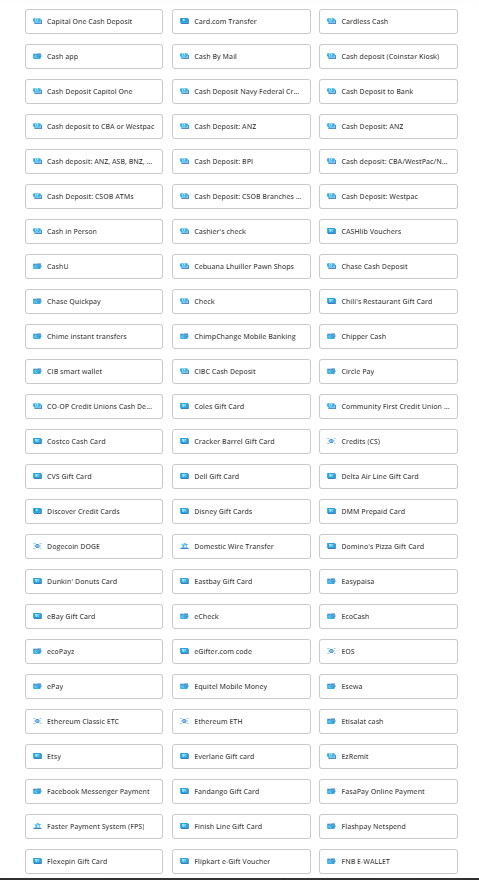 Paxful Payment Types