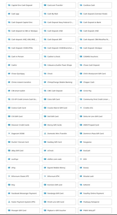 Paxful Payment Types