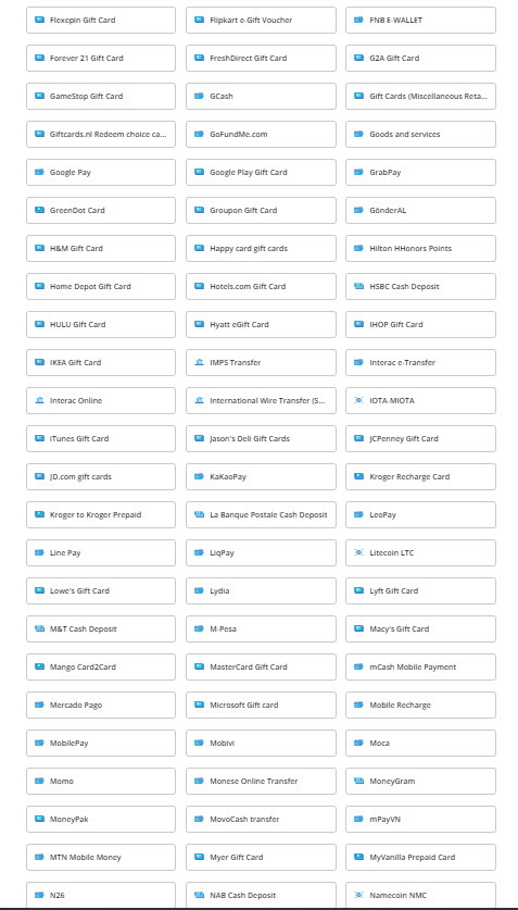 Paxful Payment Types