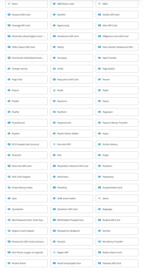 Paxful Payment Types