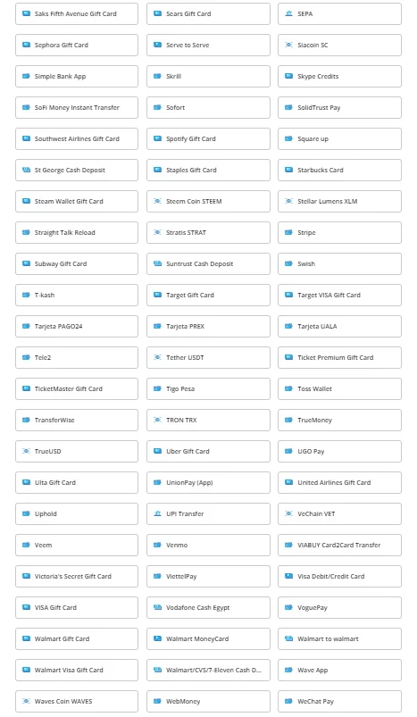 Paxful Payment Types