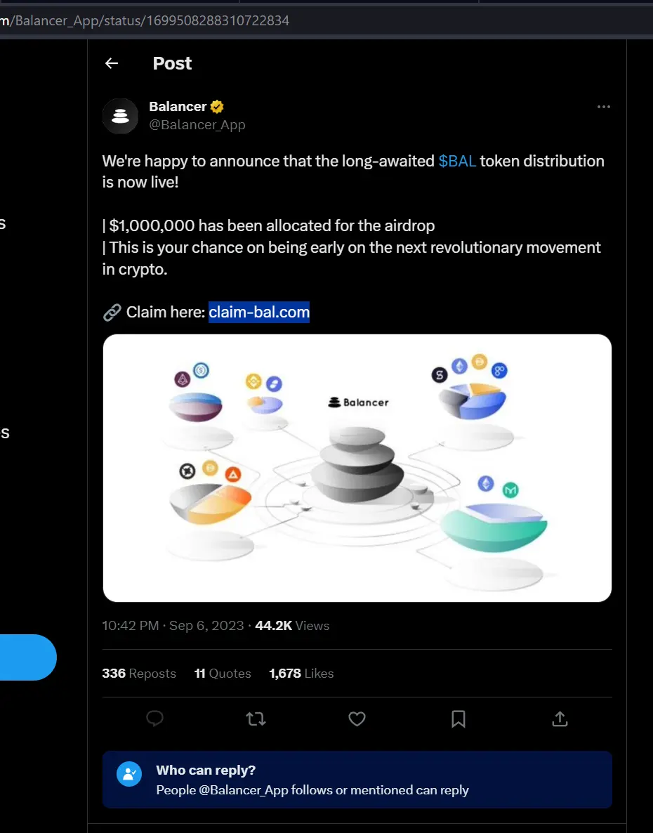scam BALANCER - fake airdrop - drainer