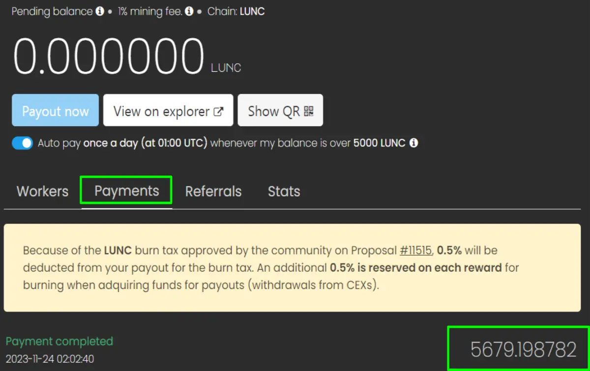 LUNC pow payment
