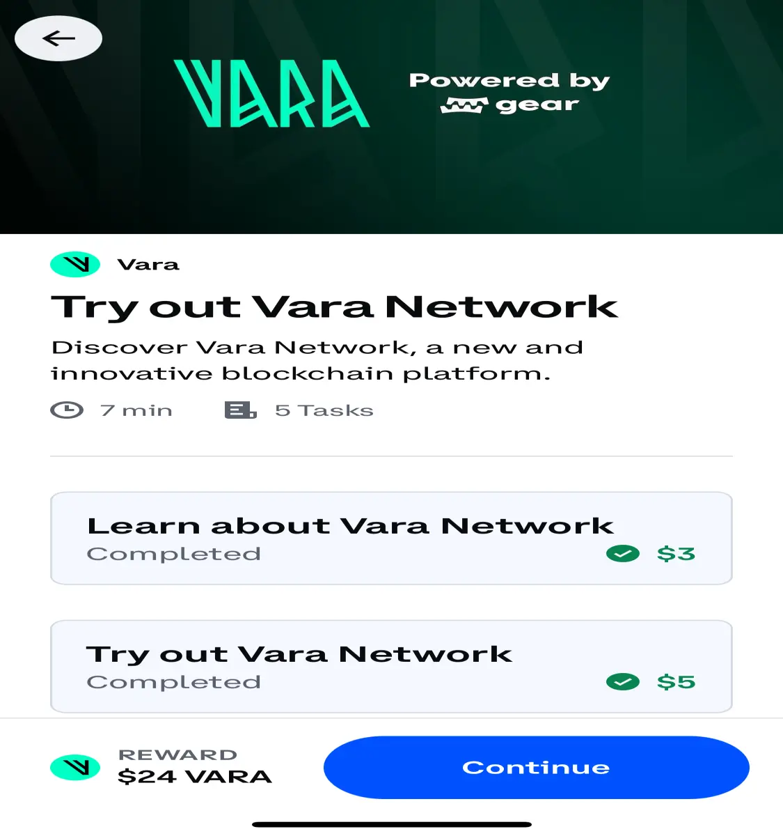 Vara Coinbase rewards