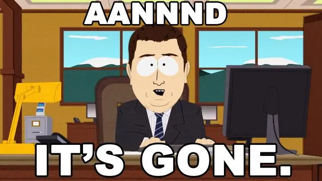 South Park aaaaannd it's gone