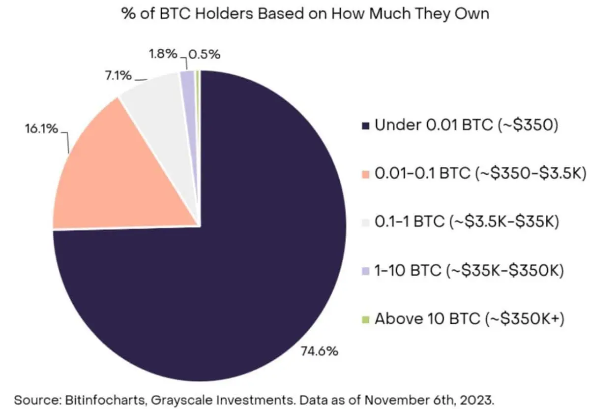 Percentage of BTC holders