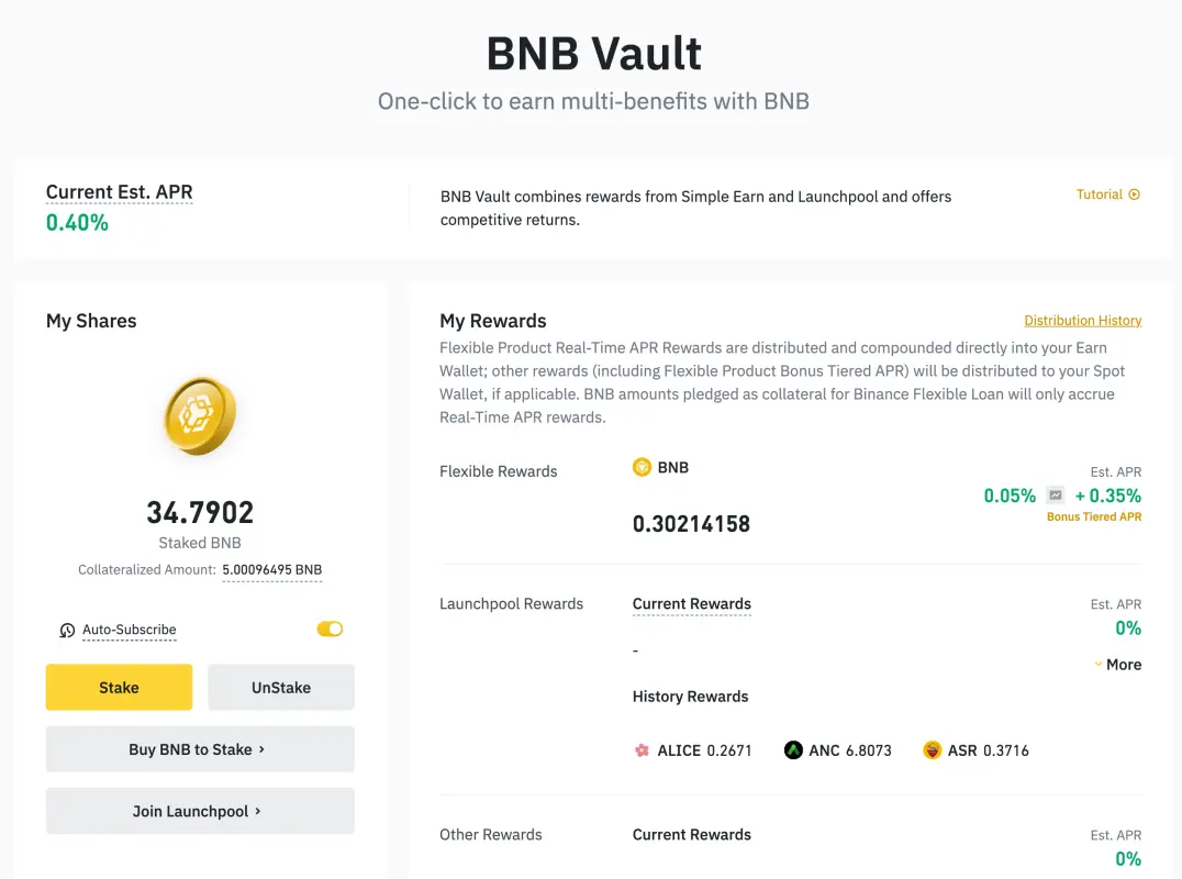 BNB Vault on Binance