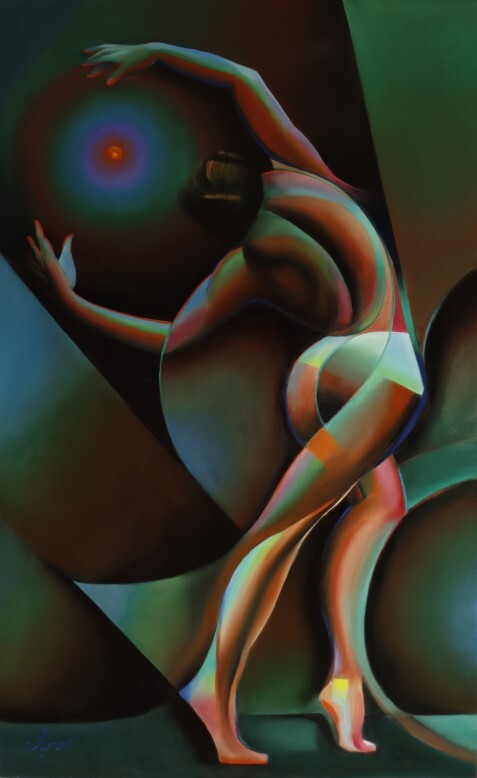 cubist nude oil painting