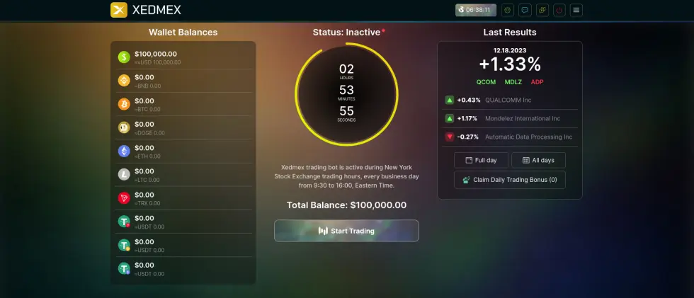 xedmex ai trading bot dashboard