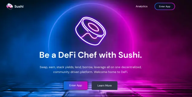 ancient sushiswap landing page