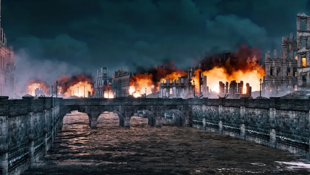 Town Destroyed By War