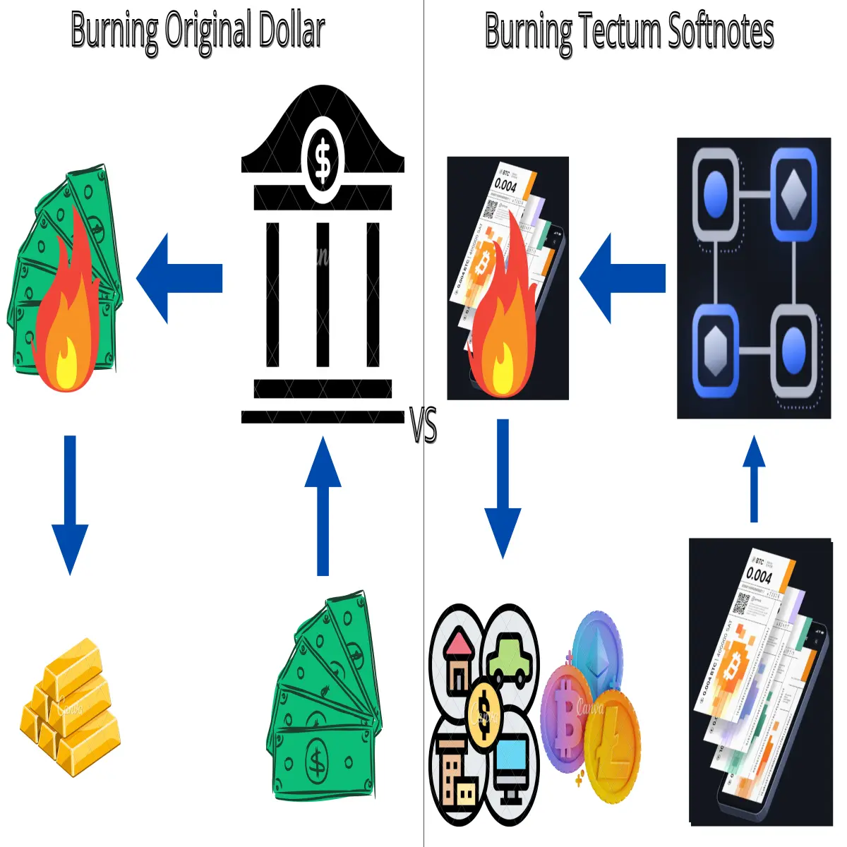 Screenshot of burning graphical user interface on Tectum Softnote Wallet.