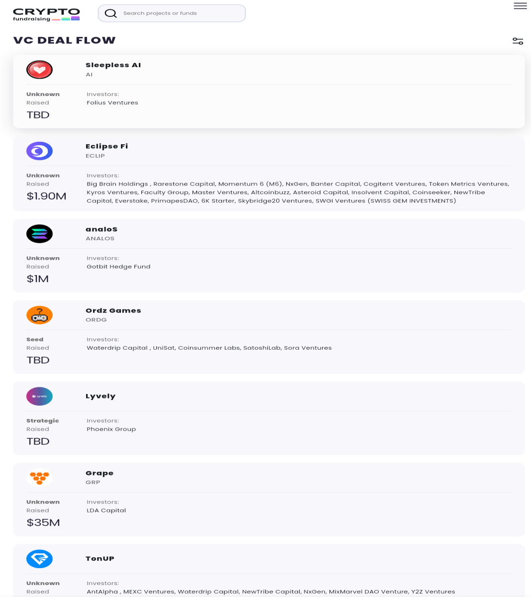 Dealflow homepage