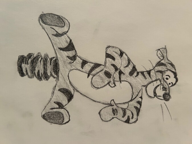 Fan homage of Tigger - graphite. Rights owned by Disney