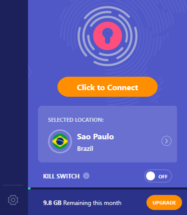 Choozing Brazil as location in Privado VPN