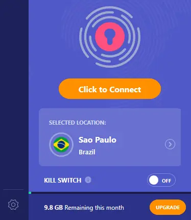 Choozing Brazil as location in Privado VPN