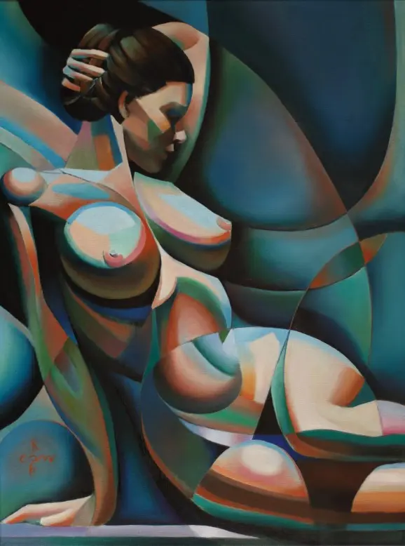 cubist nude oil painting
