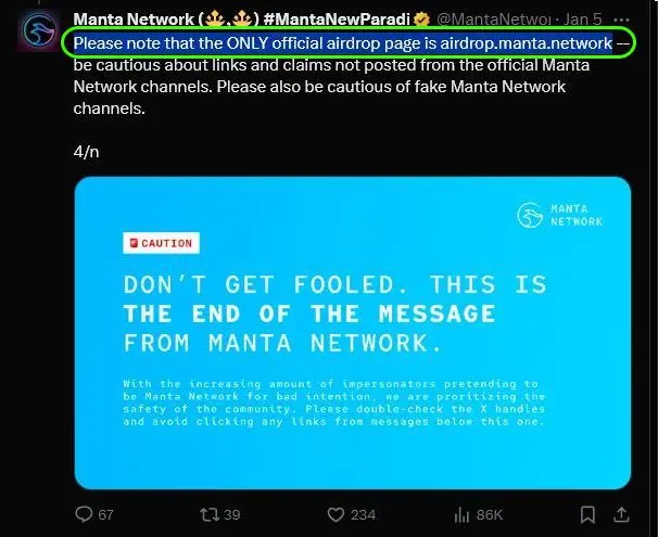 real website URL is manta.network. don't visit other imitations of it
