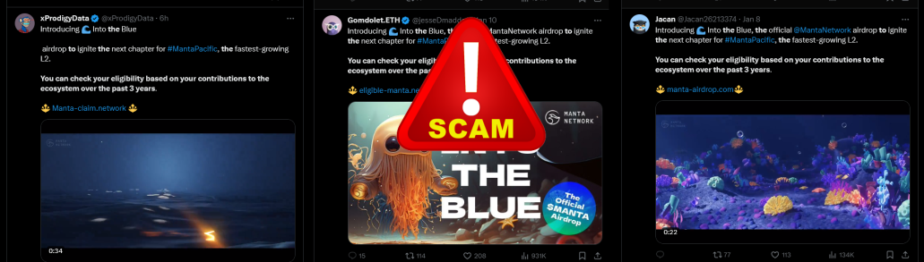 scam sites imitation of MANTA.NETWORK