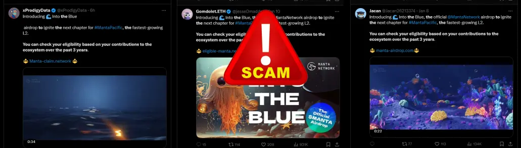 scam sites imitation of MANTA.NETWORK