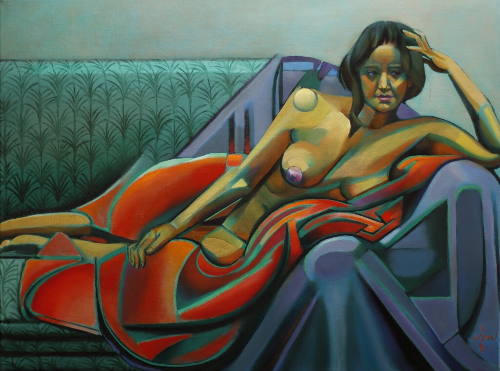 cubist nude oil painting