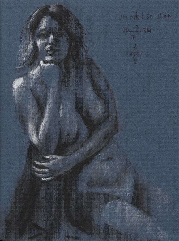impressionist nude pastel drawing