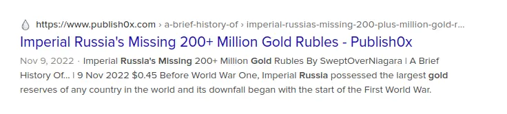 Imperial Russia's Missing 200+ Missing Gold Rubles