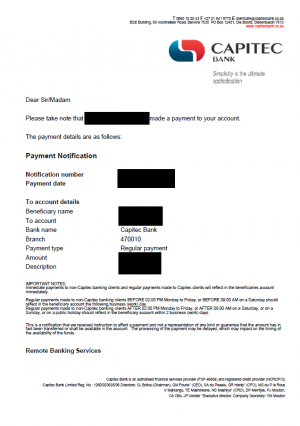 Proof of payment