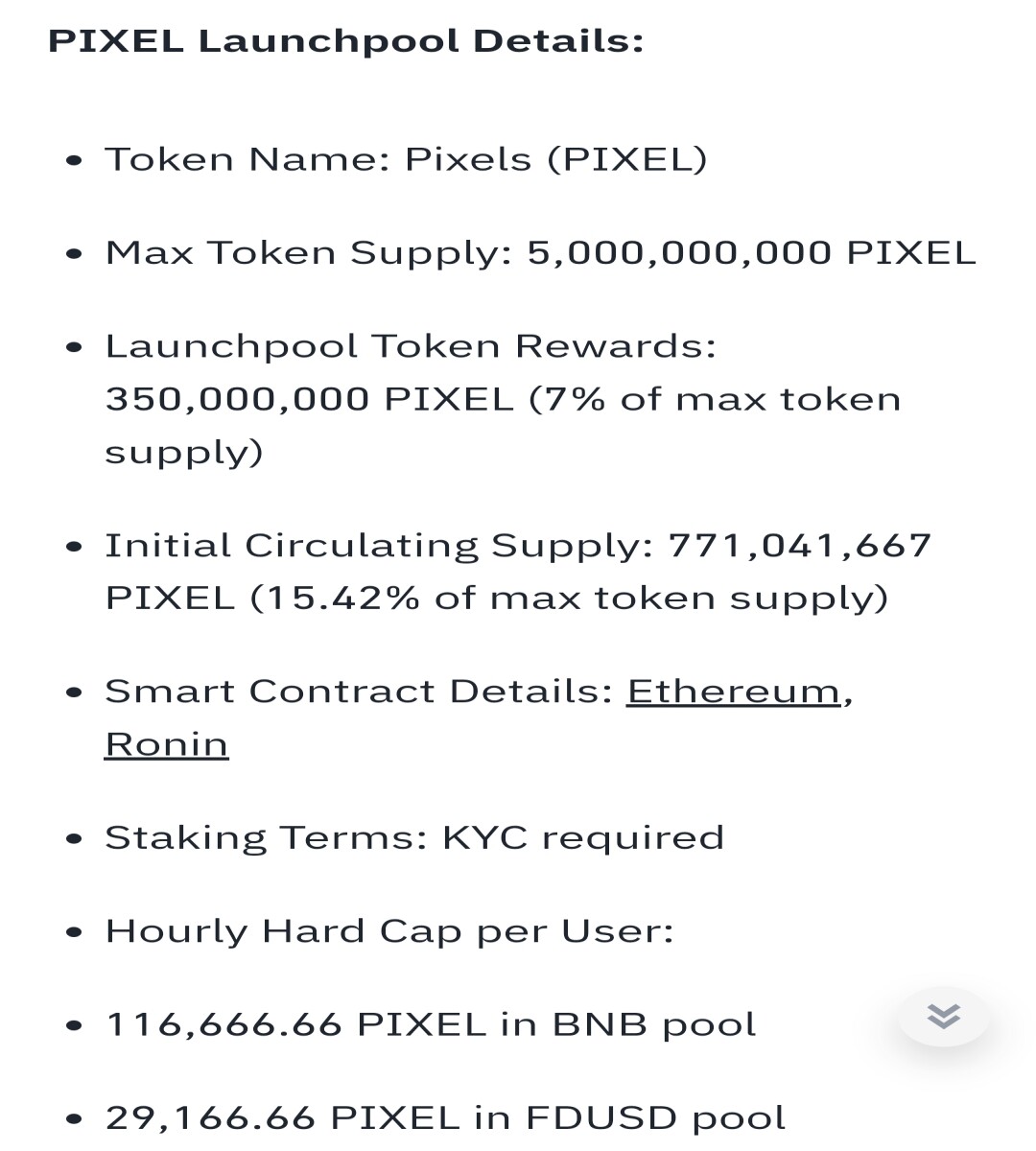PIXEL launchpool Details at Binance