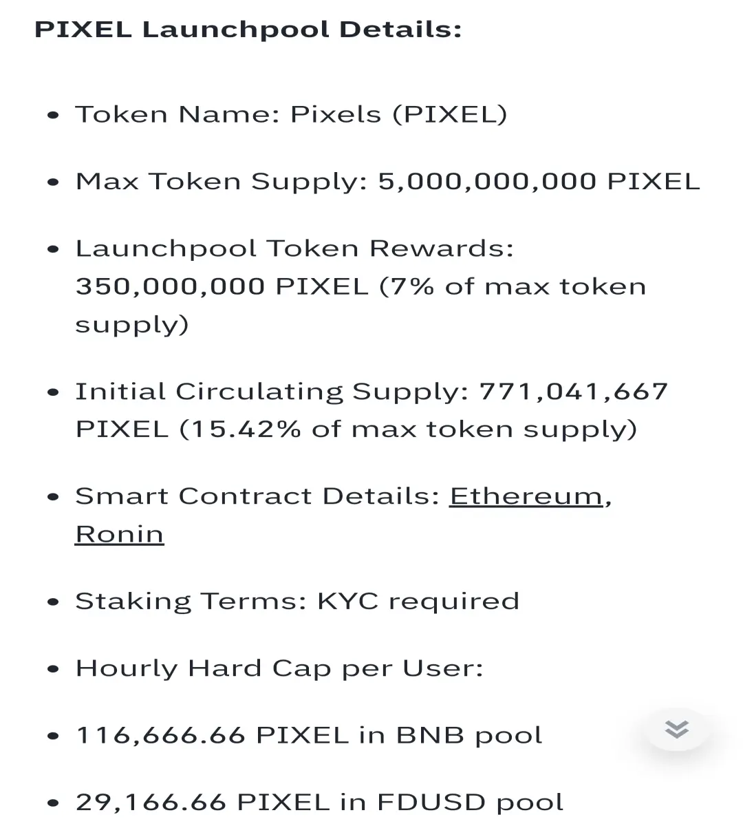 PIXEL launchpool Details at Binance