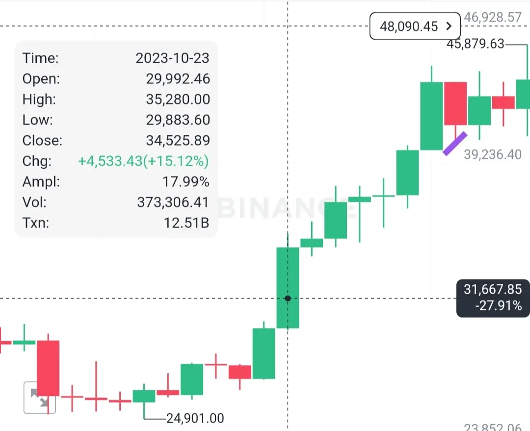 The biggest candle of Bitcoin in 2023. As big as $5k in 2023
