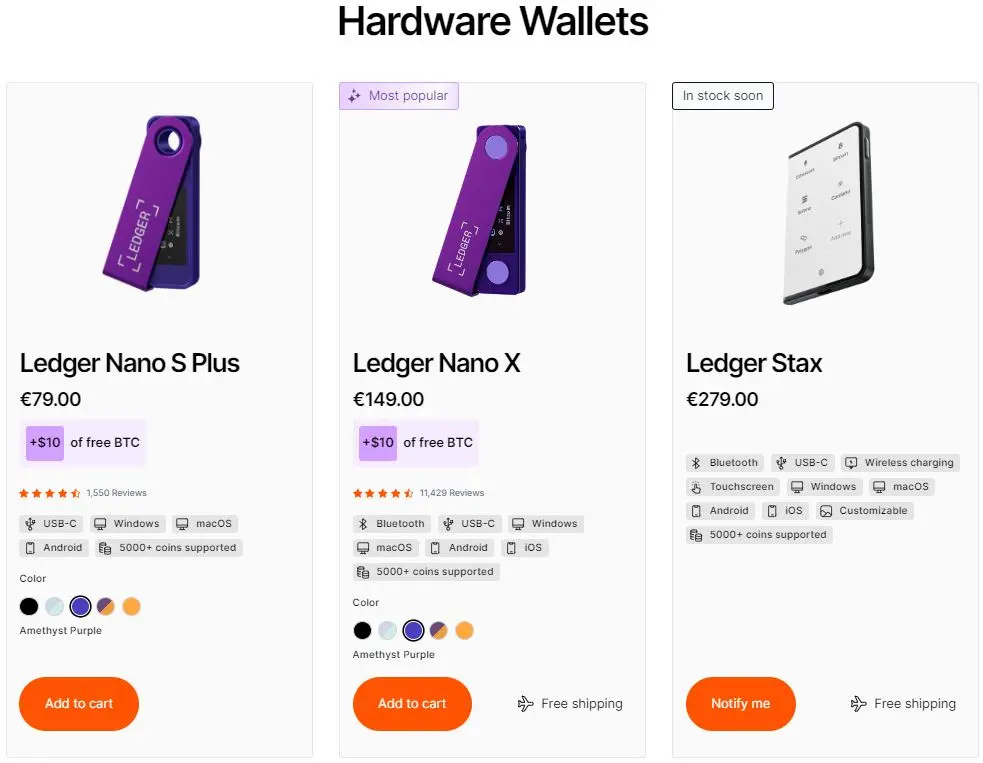 Ledger Wallet Models