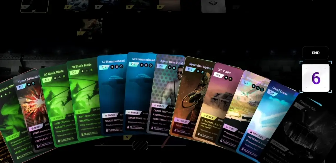 Cards in a game of Warsaken Blitz