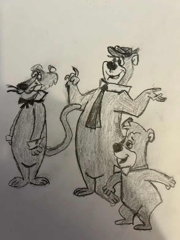 Yogi Bear and friends - fan art - graphite pencil