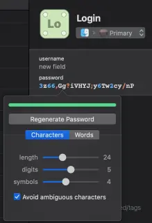 1Password password settings