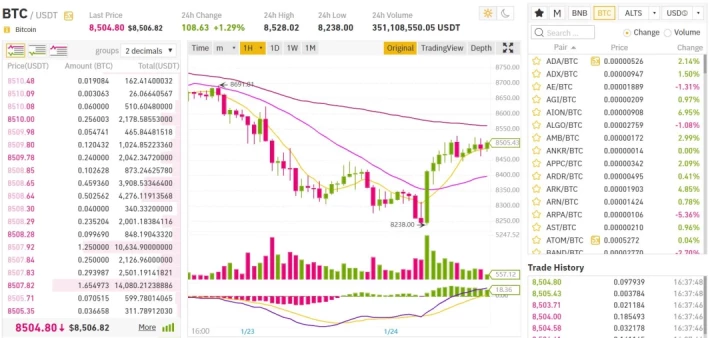 Binance.com Basic Trading Panel