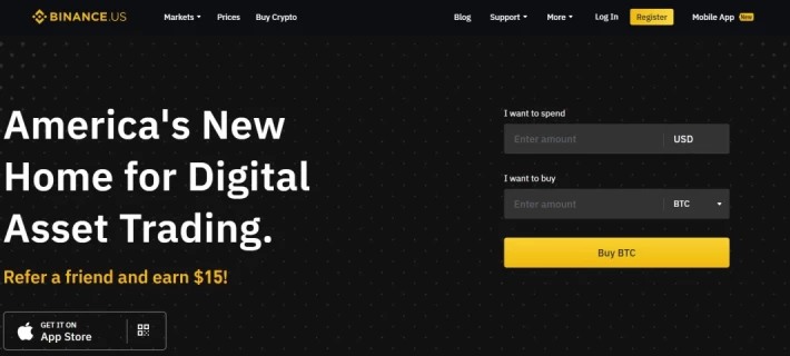 Binance US Homepage