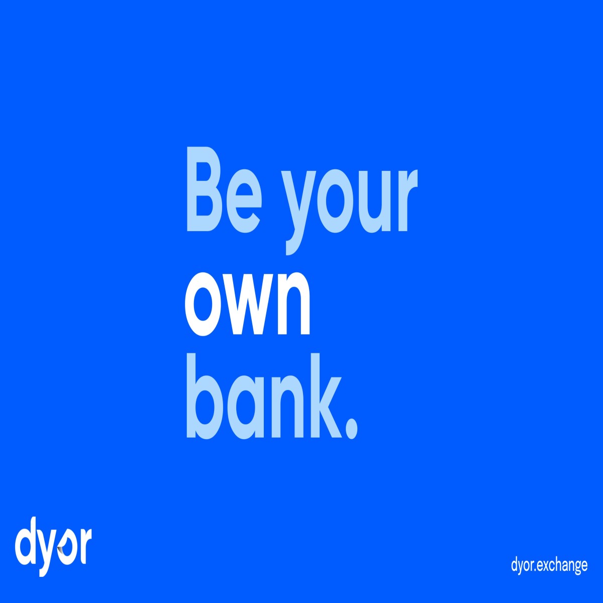 Dyor flagship: Be your own bank