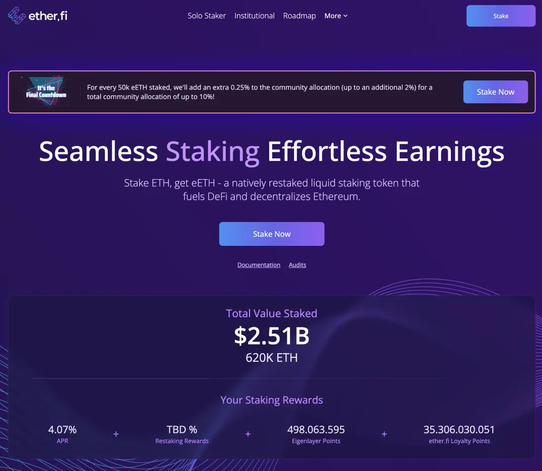 Screenshot Ether.fi $ETHFI