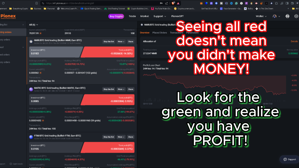Pionex Bot Tracking Screen