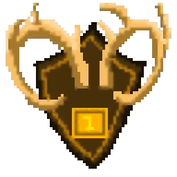 A wall mounted hunters trophy done in pixel art