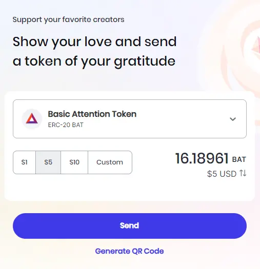 Send contribution in Brave