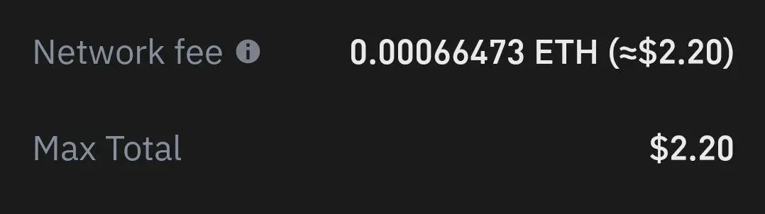 Ethereum gas fee down to $2