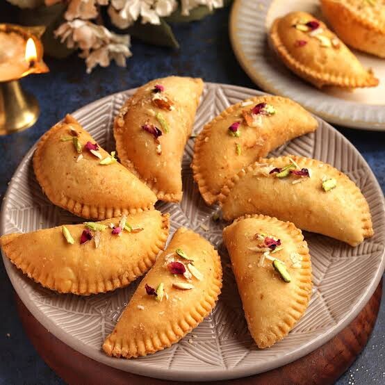 Gujiya, a sweet, especially preapred on Holi in India
