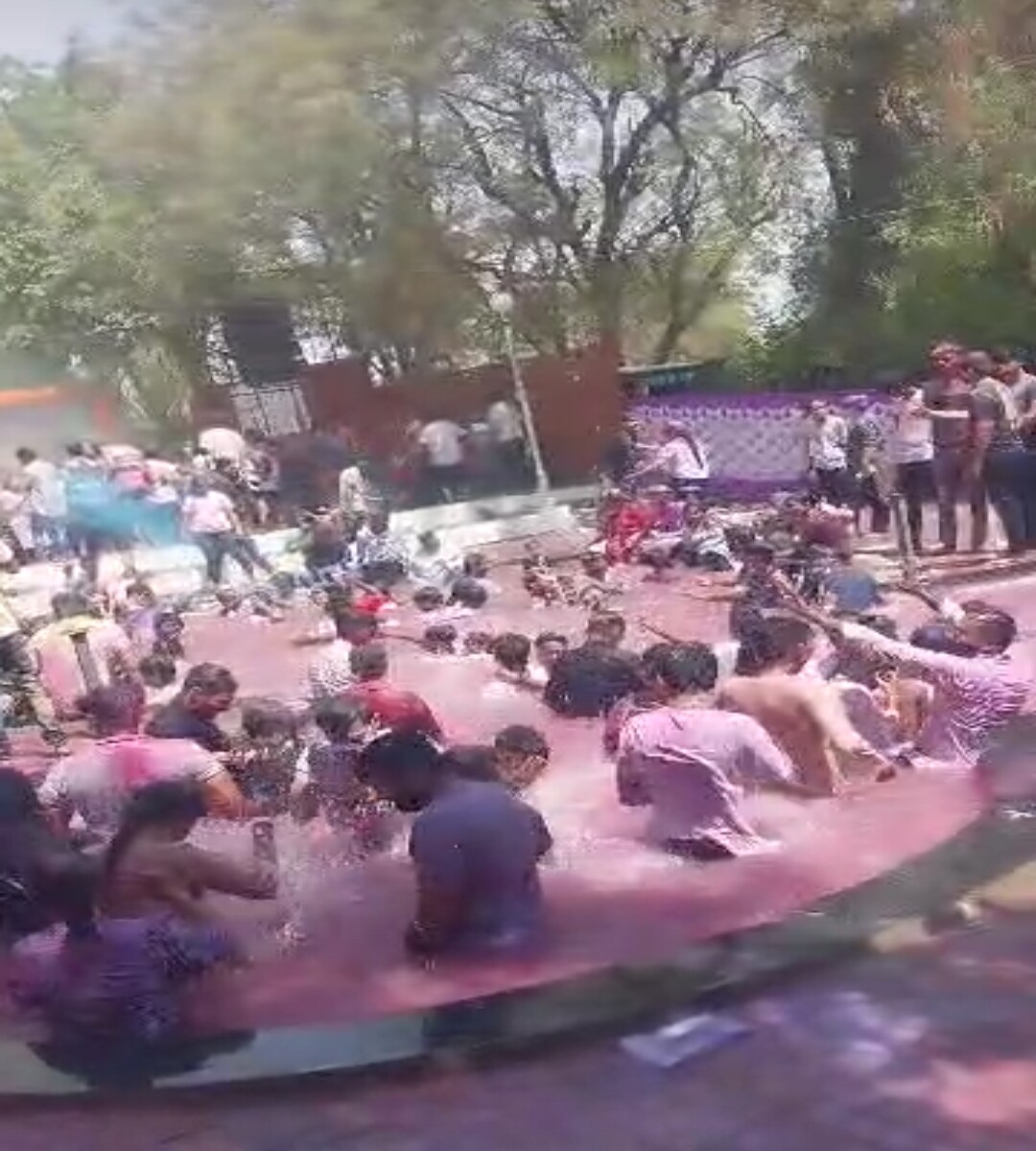 Playing with colors on Holi in India
