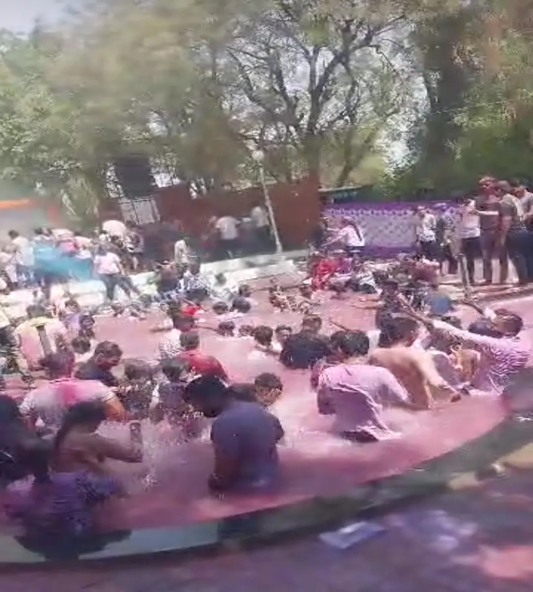 Playing with colors on Holi in India