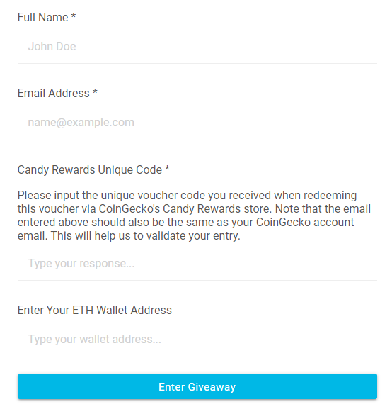 Sweepwidget entry page