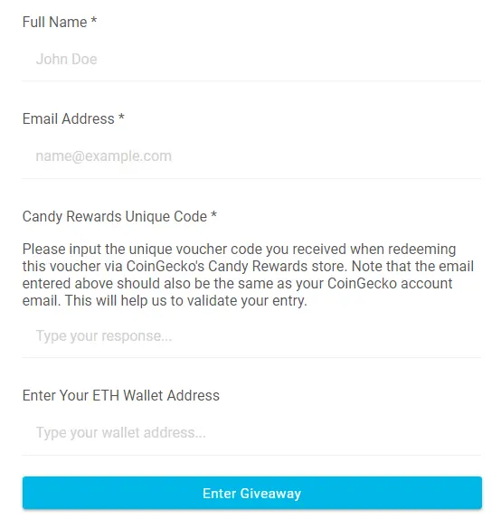 Sweepwidget entry page